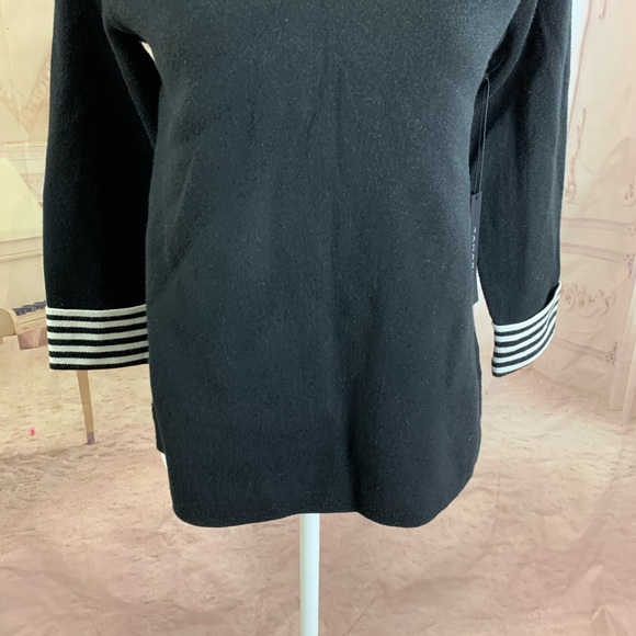 NEW Tahari Black Striped Cuff Sweater - Picture 3 of 10